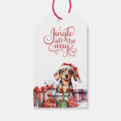 Étiquettes-cadeau Jingle Tout le chemin Dachshund Chien Noël (Devant)
