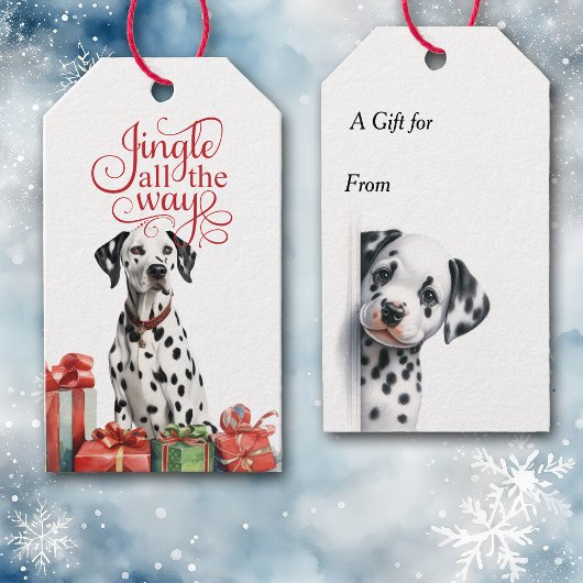 Étiquettes-cadeau Jingle tout le chemin Dalmatian Chien Noël