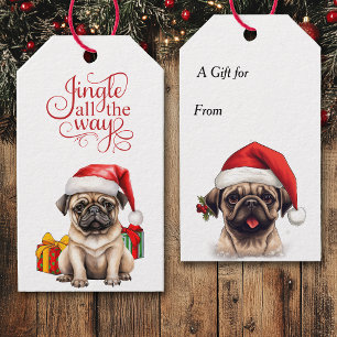 Étiquettes-cadeau Jingle Tout le chemin Santa Hat Carlin Chien