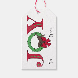 Étiquettes-cadeau Joie Chiot Mignon Couronne de Fête Classique de Fê