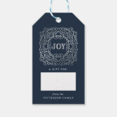 Étiquettes-cadeau Joie moderne Marine et Silver Holiday (Devant)