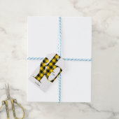 Étiquettes-cadeau Joie Typographie Buffle Jaune Plaid Holiday (Avec de laficelle)