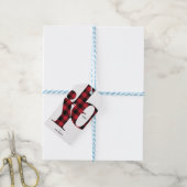 Étiquettes-cadeau Joie Typographie Red Buffalo Plaid Holiday (Avec de laficelle)
