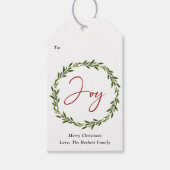 Étiquettes-cadeau Joie Typographie Script Noël Wreath Holiday (Devant)