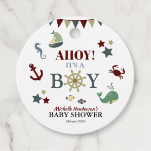 Étiquettes Cadeau Joli Ahoy Nautique ! C'est un Baby shower de garço