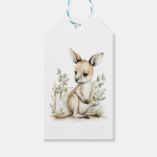Étiquettes-cadeau Joli alphabet d'animaux bébé aquarelle Kangourou