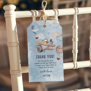 Étiquettes-cadeau Joli avion aquarelle aviation anniversaire garçon