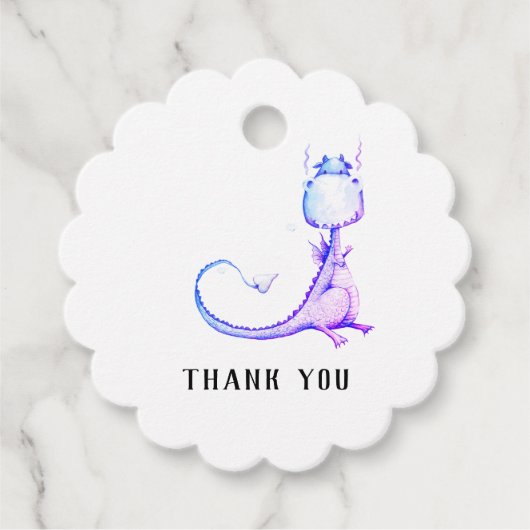 Étiquettes Cadeau * Joli Baby shower de Merci de dragon bleu violet (Devant)