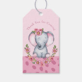 Étiquettes-cadeau Joli Baby shower Floral Éléphant rose Boho (Devant)