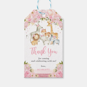 Étiquettes-cadeau Joli Baby shower Floral Safari Jungle Animaux