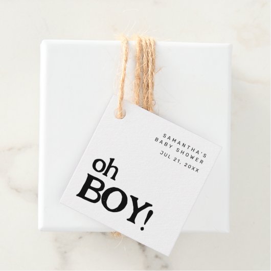 Étiquettes Cadeau Joli Baby shower Oh Boy Fun (En situation)