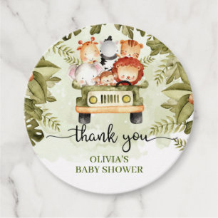 Étiquettes Cadeau Joli bébé animaux de la jungle safari camion baby