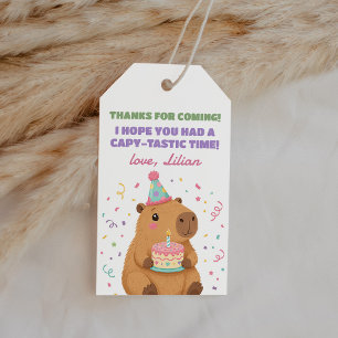 Étiquettes-cadeau Joli Capybara Pastel Anniversaire Merci Favori