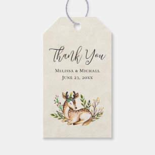 Étiquettes-cadeau Joli Cerf Aquarellé Posé sur le Mariage Boho