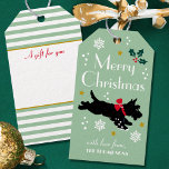 Étiquettes-cadeau Joli Christmas Scottie Chien Vert Nom modifiable<br><div class="desc">Ajoutez un peu de charme fantaisiste à la saison des fêtes avec ces étiquettes cadeaux personnalisées amusantes. Un joyeux décor de Noël avec des flocons de neige, des saints et des étoiles, et un chien écossais portant un arc rouge, se baladant dans la neige ! Ce modèle modifiable comprend votre...</div>