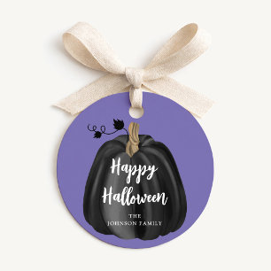 Étiquettes Cadeau Joli Citrouille à l'écriture Violet Joyeux Hallowe
