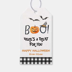 Étiquettes-cadeau Joli citrouille aquarelle BOO Joyeux Halloween