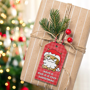 Étiquettes-cadeau Joli dessin de Noël Amoureux des chats Drôle Dit D