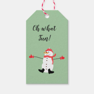 Étiquettes-cadeau Joli Dessin Snowman Oh What Fun Sage Green