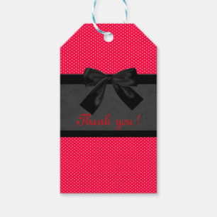 Étiquettes-cadeau Joli Élégant Rouge à Points -Nœud Noir