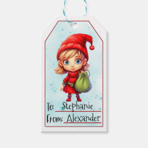 Étiquettes-cadeau Joli elfe de Noël Personnalisé - De et vers (4)