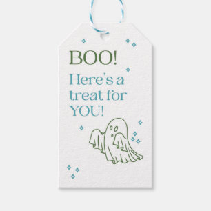 Étiquettes-cadeau Joli fantôme bleu et vert pour la fête d'Halloween