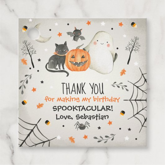 Étiquettes Cadeau Joli Halloween Ghost Spooktacular Anniversaire Déc (Devant)