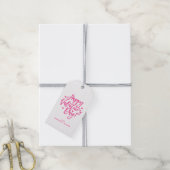 Étiquettes-cadeau Joli Heureuse Sainte-Valentin de script rose (Avec de la ficelle)