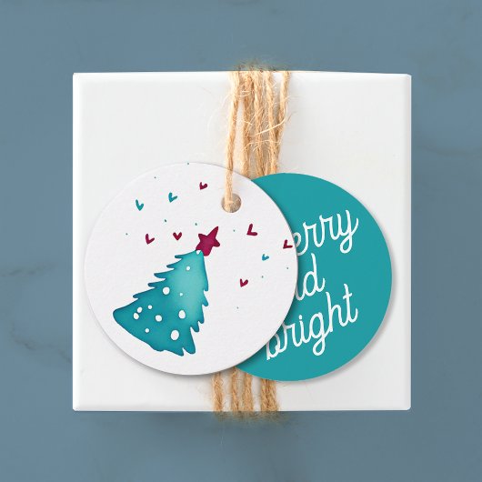 Étiquettes Cadeau Joli hiver Noël Arbres Forêt de Neige Aquarelle