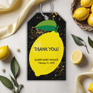 Étiquettes-cadeau Joli Jaune Lemon Gold Parties scintillant Baby sho