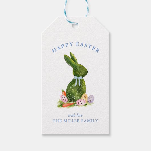 Étiquettes-cadeau Joli lapin de Pâques à l'aquarelle  (Devant)