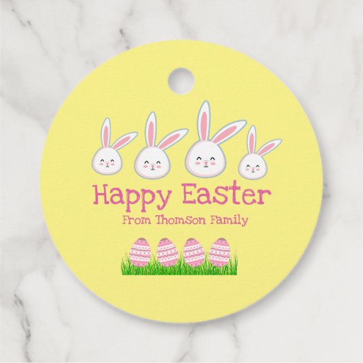 Étiquettes Cadeau Joli lapin jaune Pastel Oeuf de Pâques (Dos)