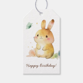 Étiquettes-cadeau Joli lapin Lapin Joyeux Anniversaire Personnalisé