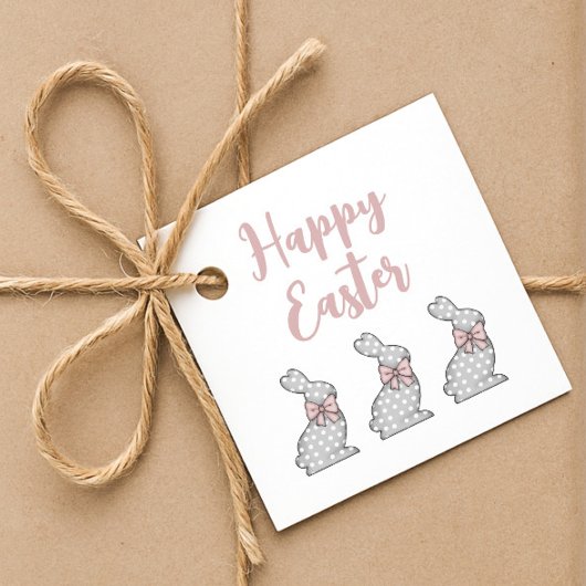 Étiquettes Cadeau Joli lapin rose Pâques
