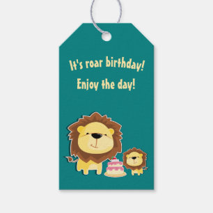 Étiquettes-cadeau Joli Lion Et Baby Cub Anniversaire de enfant