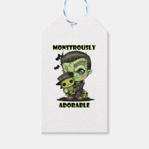Étiquettes-cadeau Joli monstre de Frankenstein avec peluche