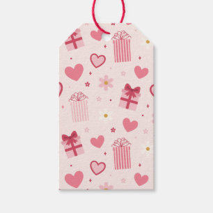 Étiquettes-cadeau Joli motif de la Saint-Valentin Cœurs roses et cad