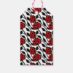 Étiquettes-cadeau Joli motif floral en rouge, noir et blanc