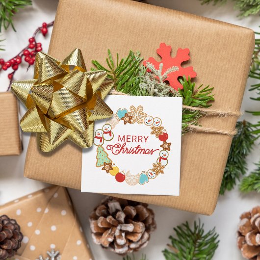 Étiquettes Cadeau Joli Noël Cookie Wreath Cadeau