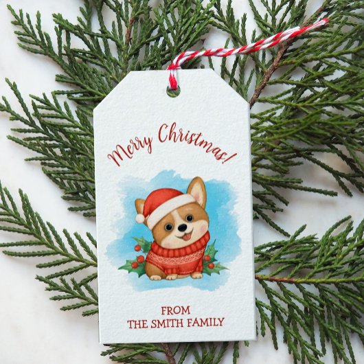 Étiquettes-cadeau Joli Noël Corgi