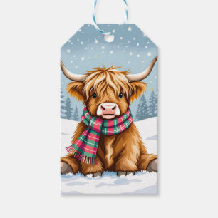 Étiquettes-cadeau Joli Noël de vache Whimsical Highland