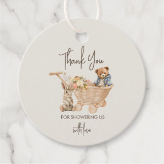 Étiquettes Cadeau Joli ours en Teddy, Bunny Baby shower Merci