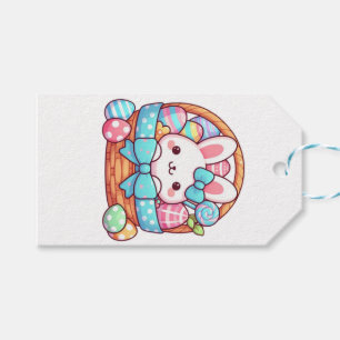 Étiquettes-cadeau Joli panier de lapin de Pâques