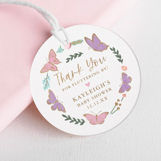 Étiquettes Cadeau Joli Pastel Butterflies Merci