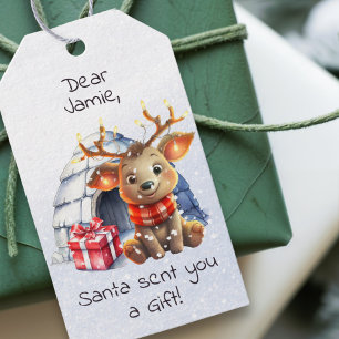 Étiquettes-cadeau Joli Père Noël Reindeer Snowflake personnalisé Noë