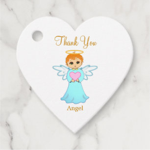 Étiquettes Cadeau Joli petit ange merci sur fond blanc