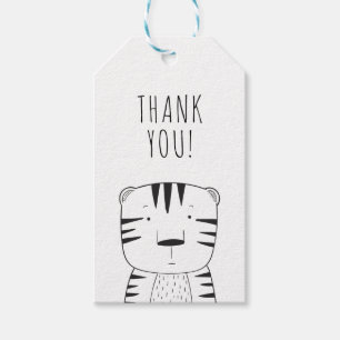 Étiquettes-cadeau Joli Premier Anniversaire Sauvage Tigre Noir Blanc