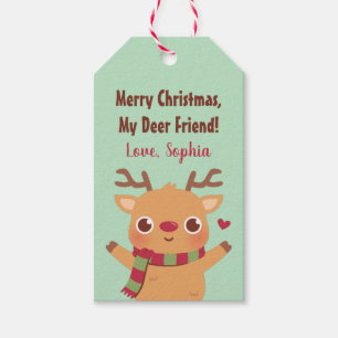 Étiquettes-cadeau Joli Renne, Joyeux Noël Mon Ami Cerf Pun