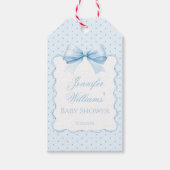 Étiquettes-cadeau Joli ruban bleu bébé garçon douche merci (Devant)