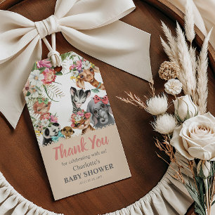 Étiquettes-cadeau Joli Safari Animaux Wild One Girl Baby shower